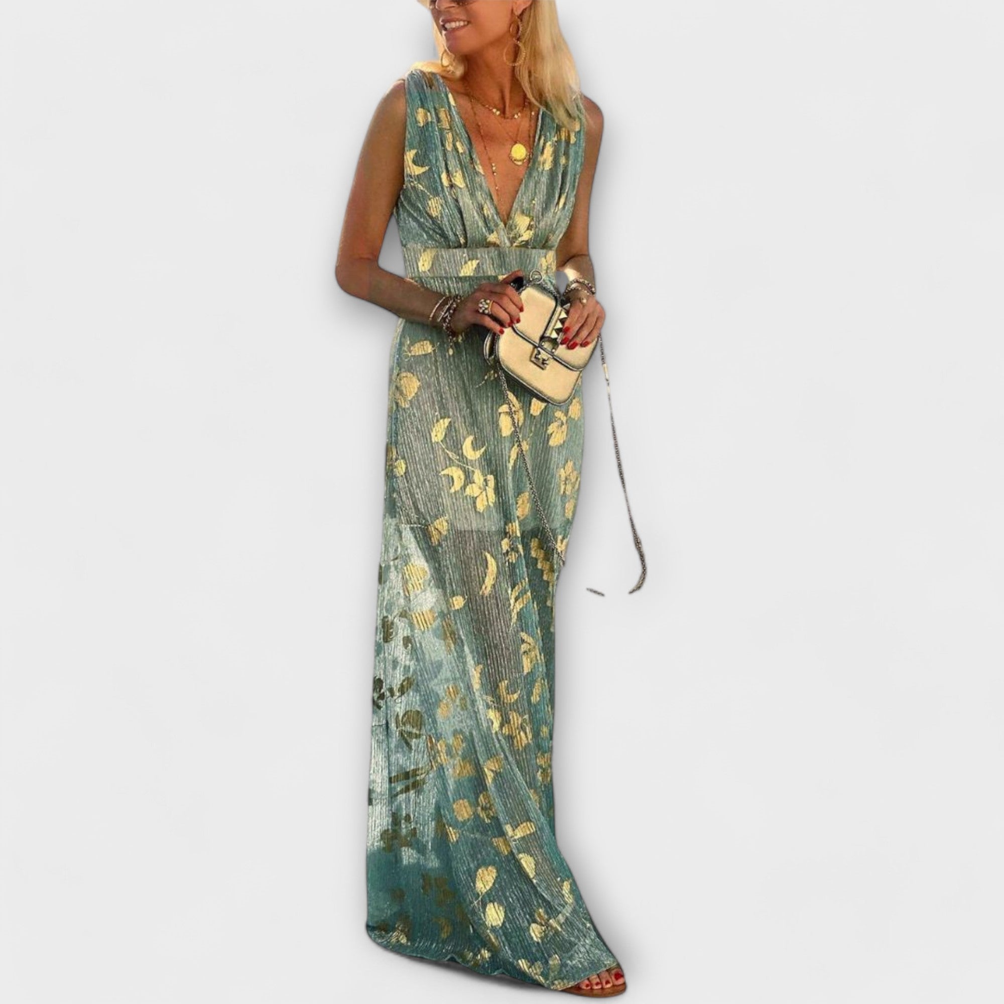 Blush & Bay™ | Flowing dress with V-neck and sequin details