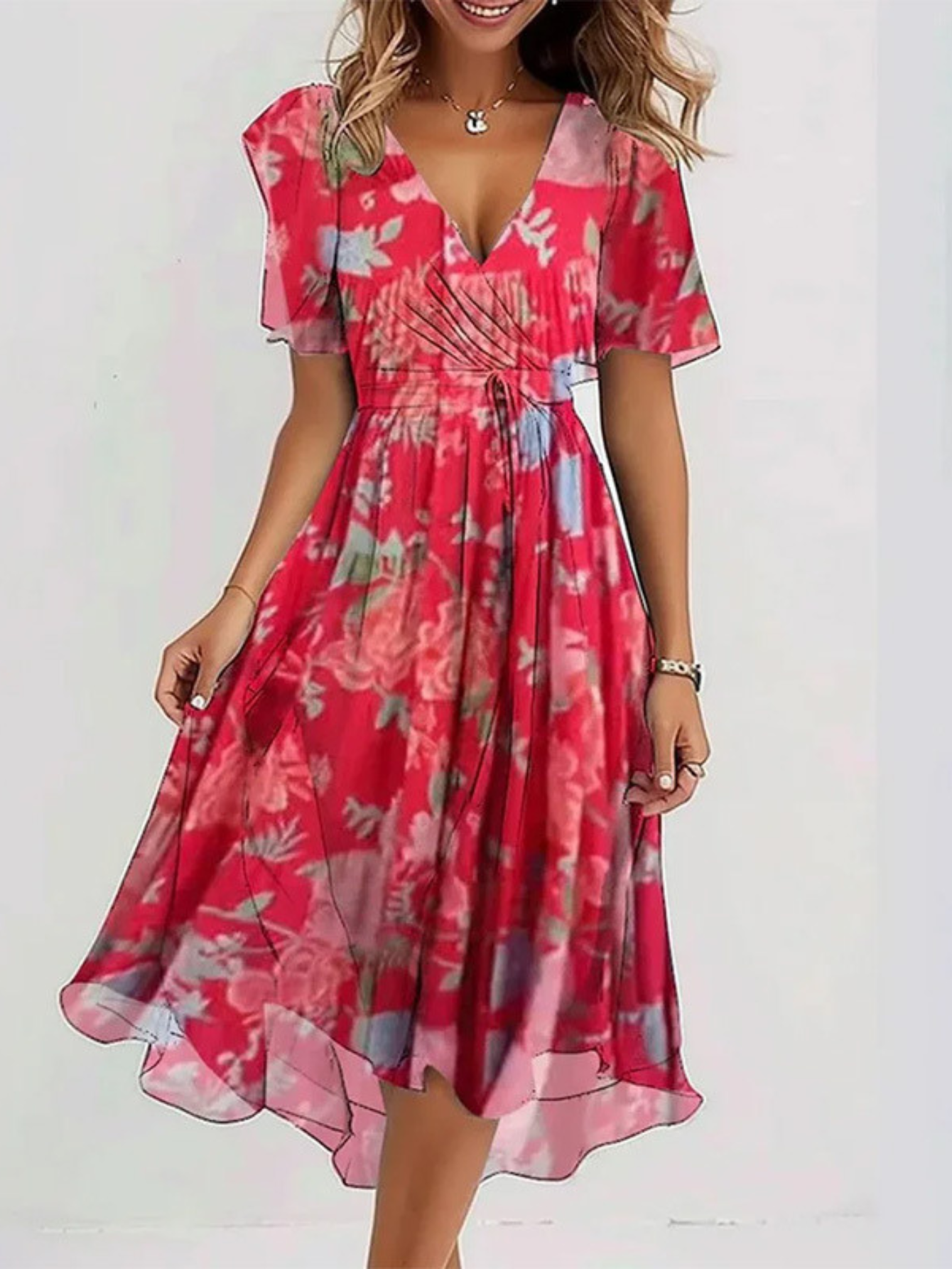 Blush & Bay™ | Vibrant Boho Midi Dress