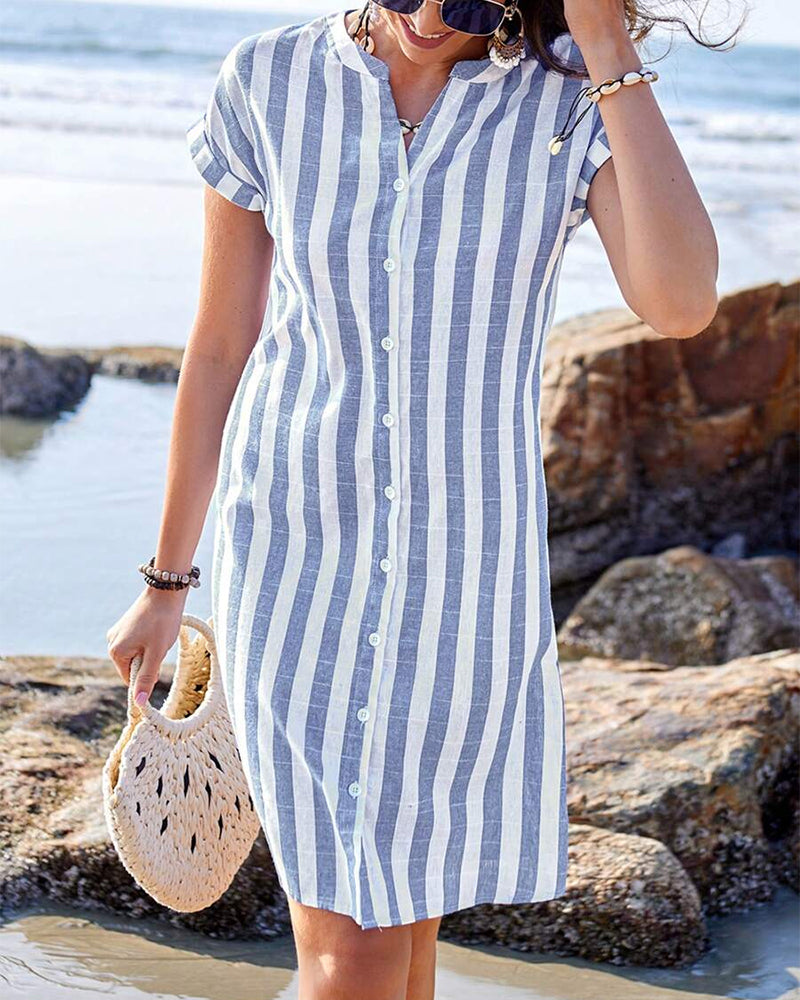 Martina™ | Elegant Striped Shirt Dress