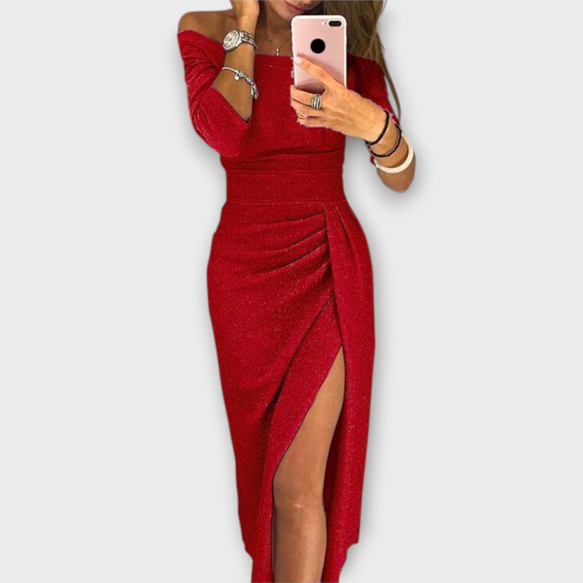 Blush & Bay™ | Elegant Off-Shoulder Dress