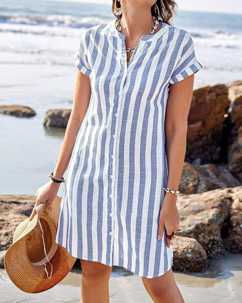 Martina™ | Elegant Striped Shirt Dress