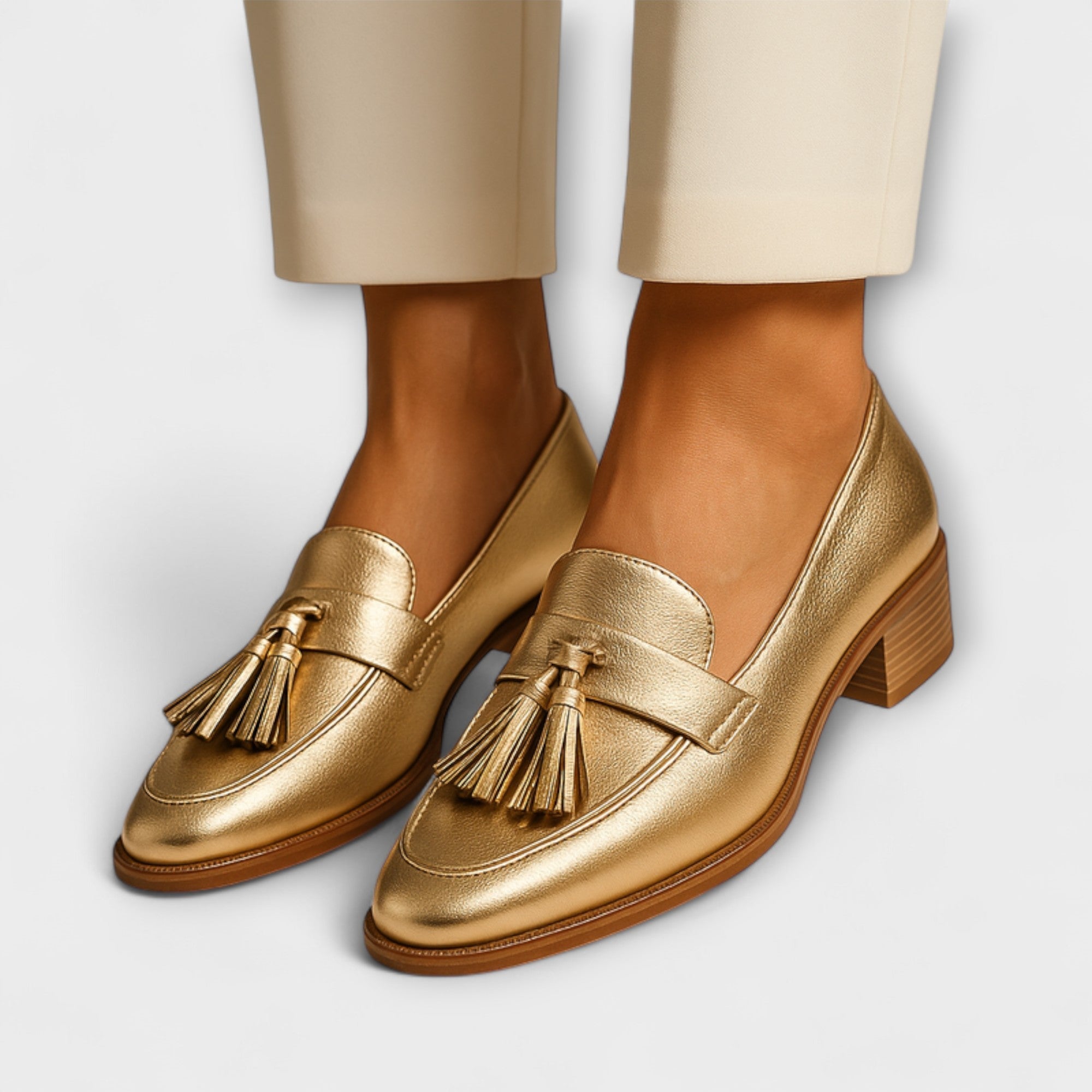 Celeste - Metallic Gold Slip-On Loafers
