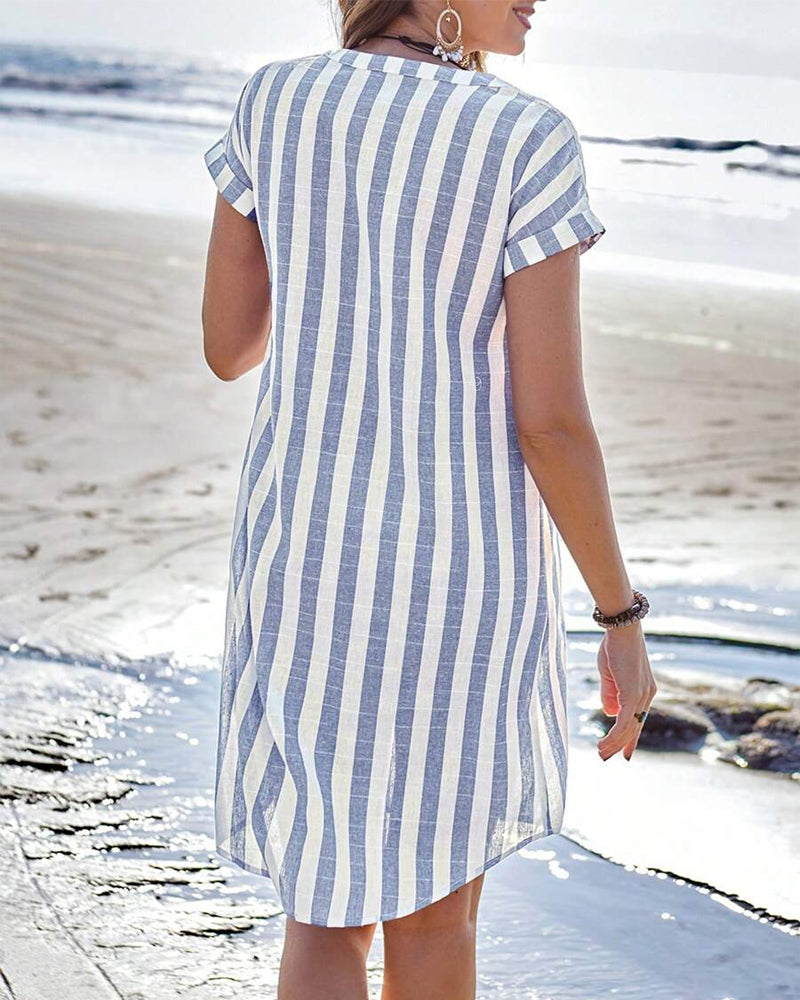 Martina™ | Elegant Striped Shirt Dress
