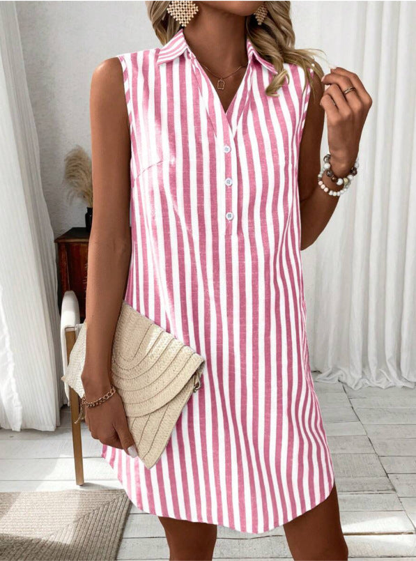 Annie™ | Elegant Striped Shirt Dress