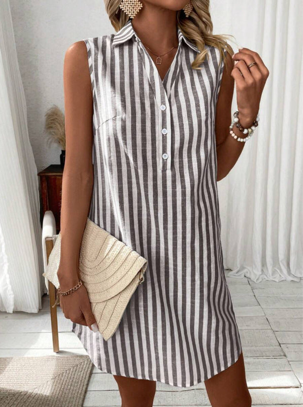 Annie™ | Elegant Striped Shirt Dress