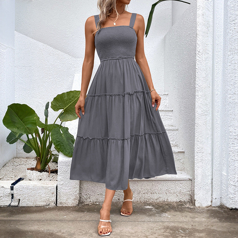 Blush & Bay™ | Vintage Frill Hem Shirred Backless Sundress