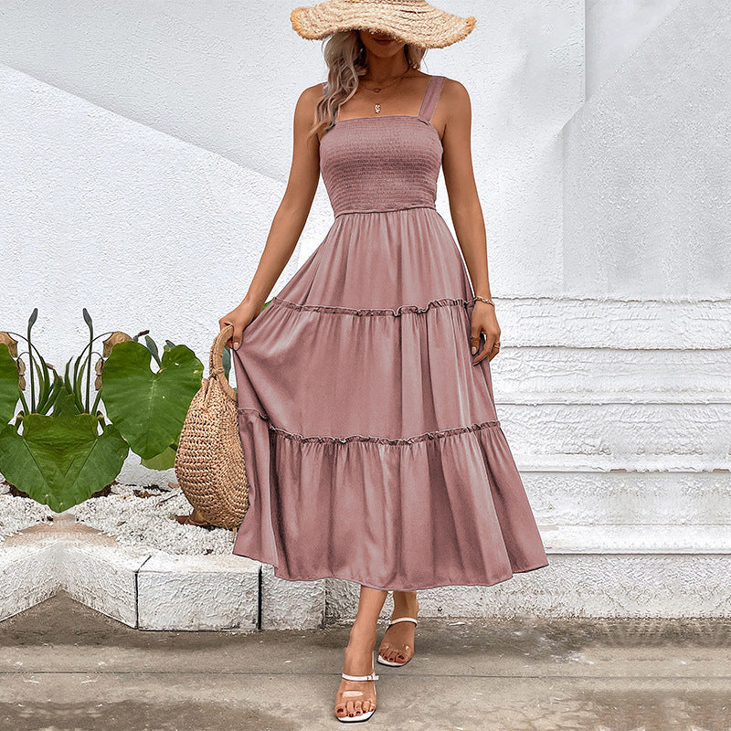 Blush & Bay™ | Vintage Frill Hem Shirred Backless Sundress