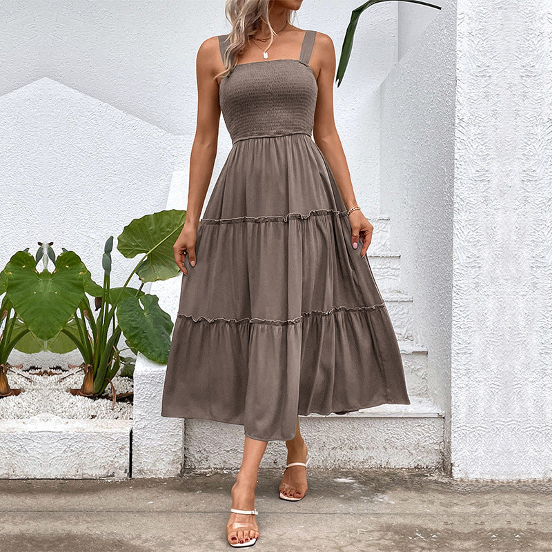 Blush & Bay™ | Vintage Frill Hem Shirred Backless Sundress