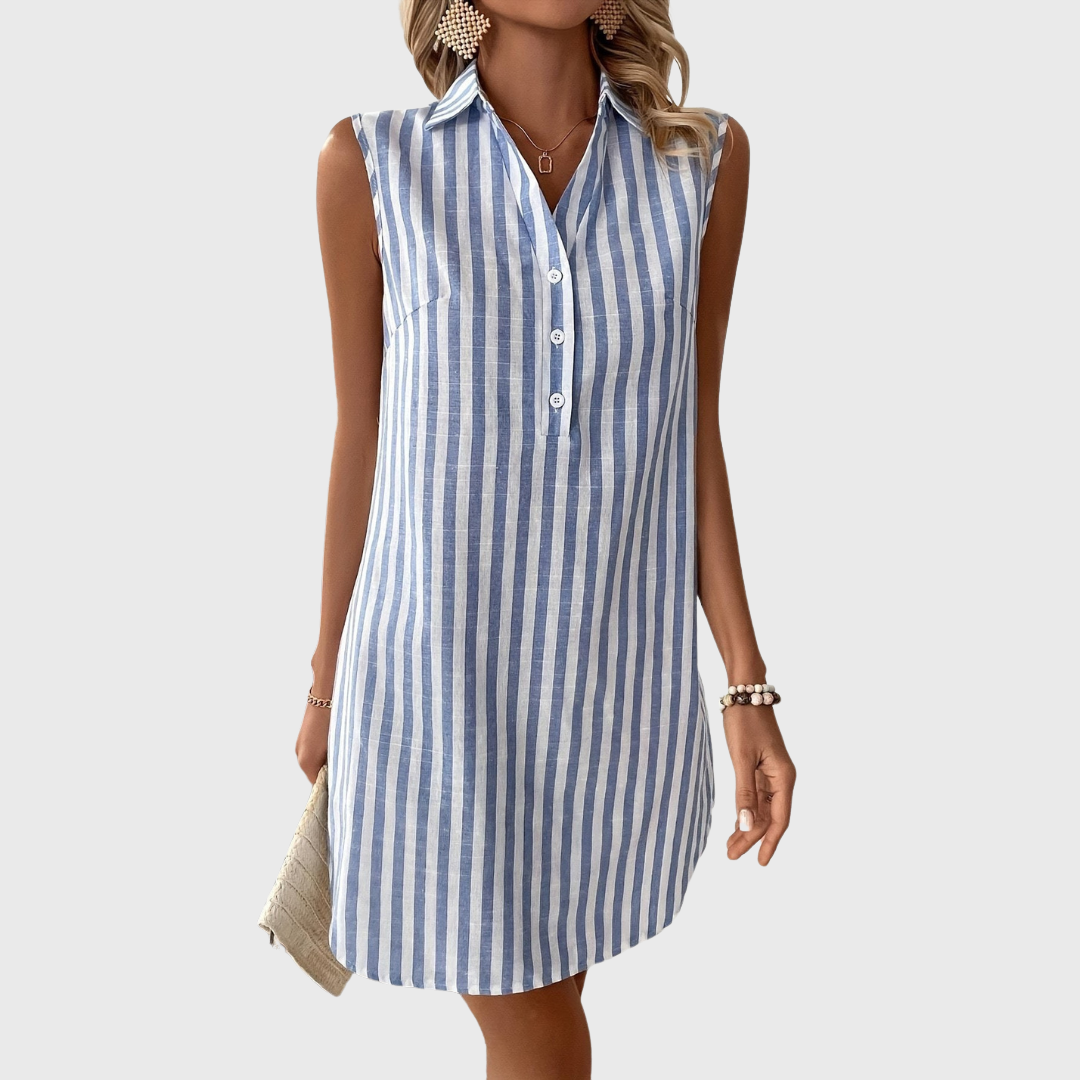 Annie™ | Elegant Striped Shirt Dress