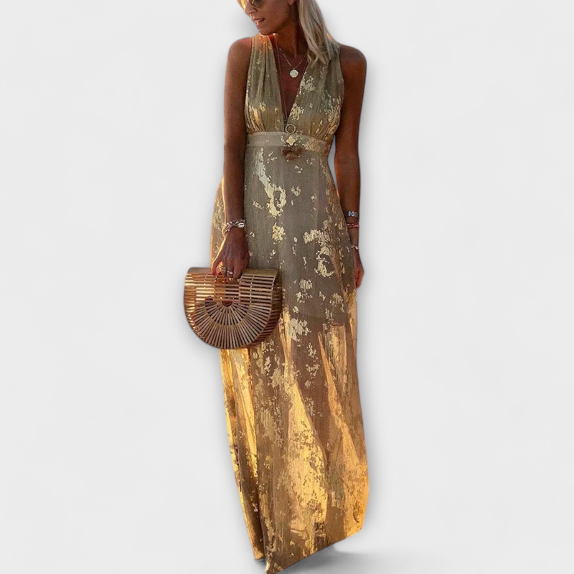 Blush & Bay™ | Flowing dress with V-neck and sequin details