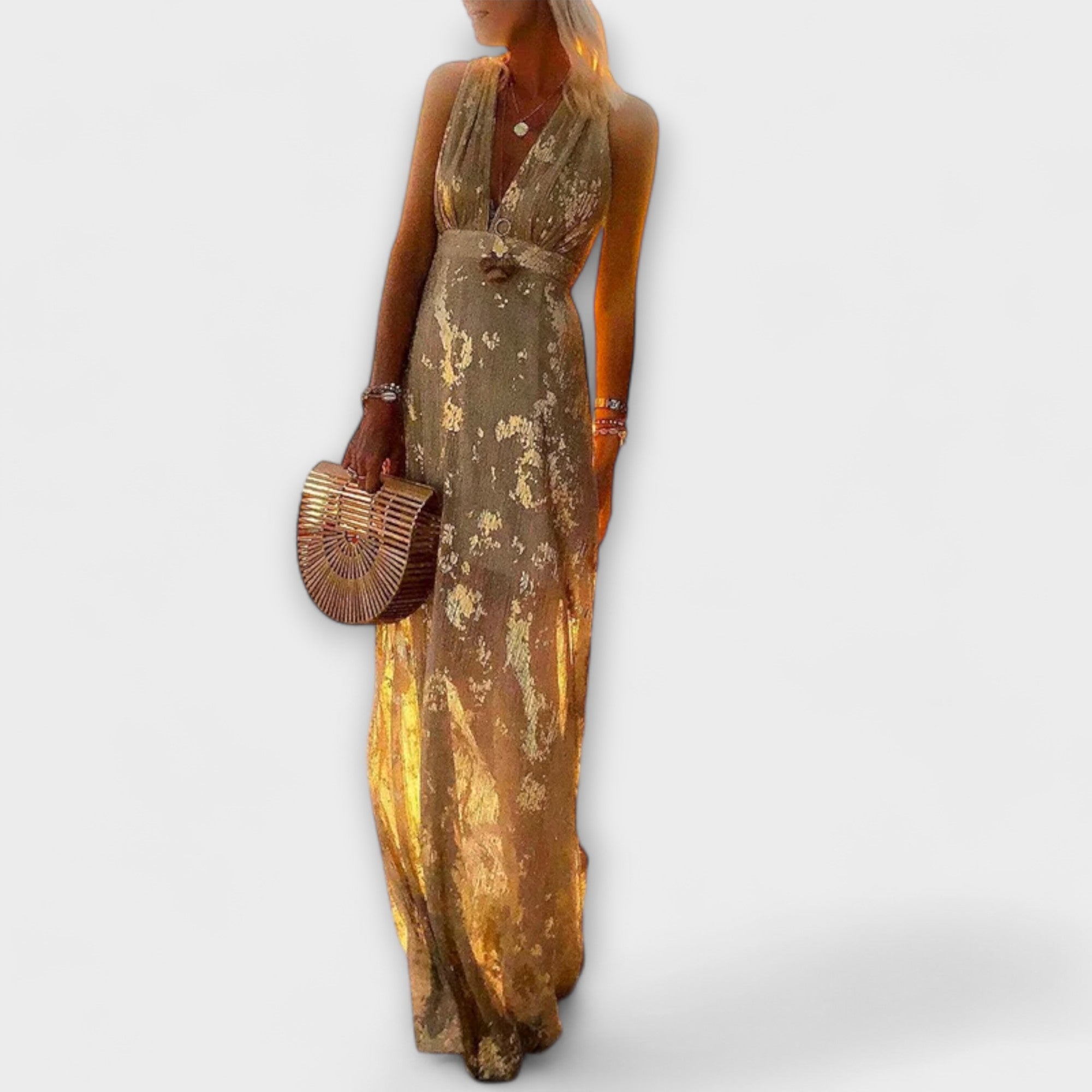 Blush & Bay™ | Flowing dress with V-neck and sequin details