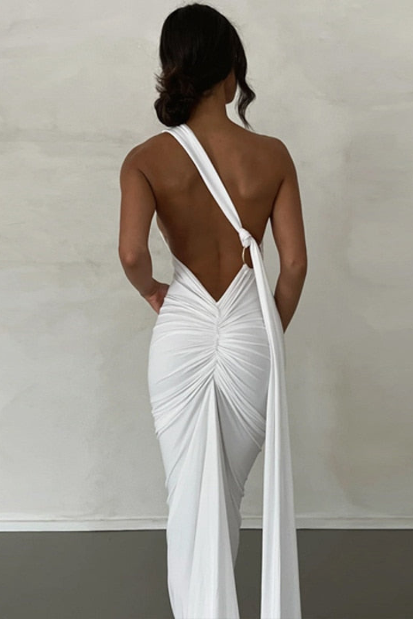 Blush & Bay™ | Oblique Shoulder Maxi Dress