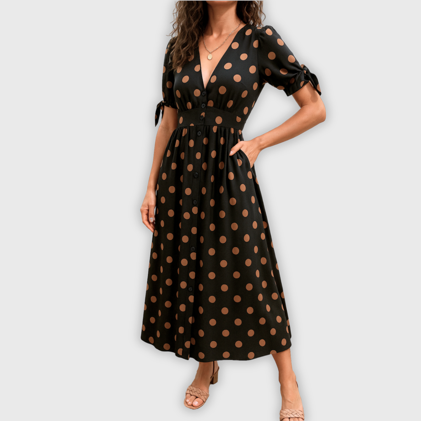 Brigitte™ | Elegant Polka Dot Dress