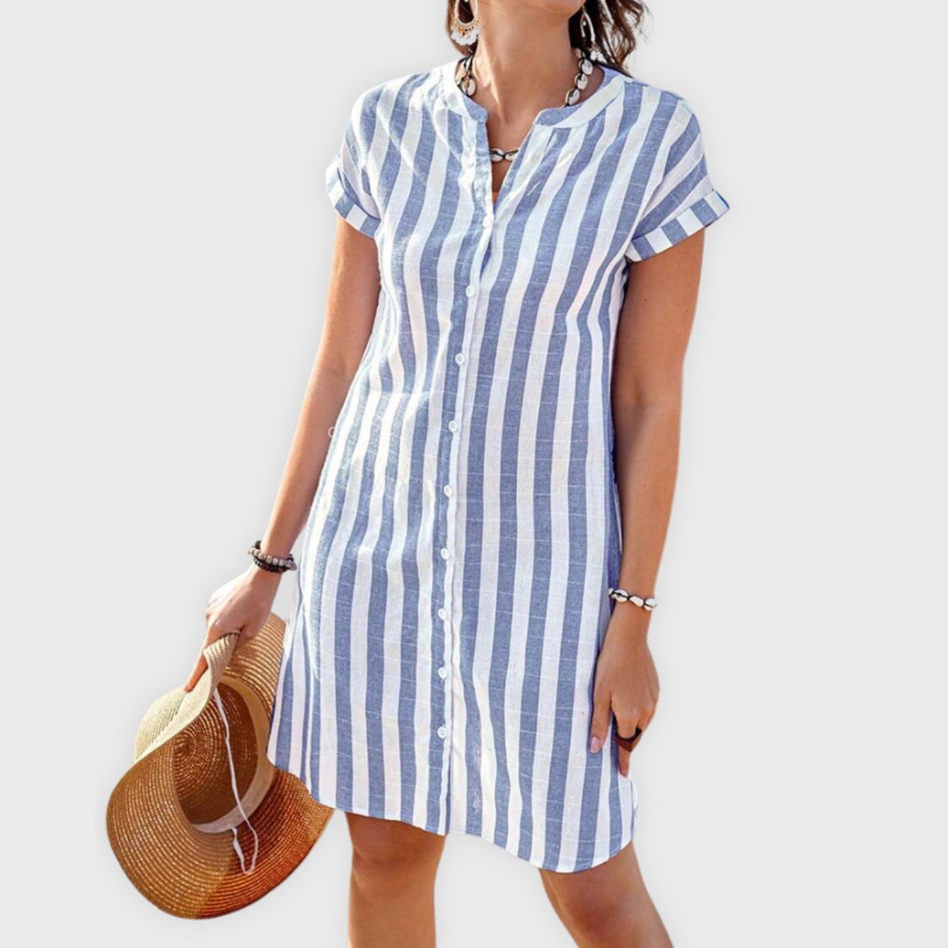 Martina™ | Elegant Striped Shirt Dress