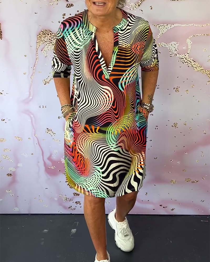 Blush & Bay™ | Colourful V-Neck Dress