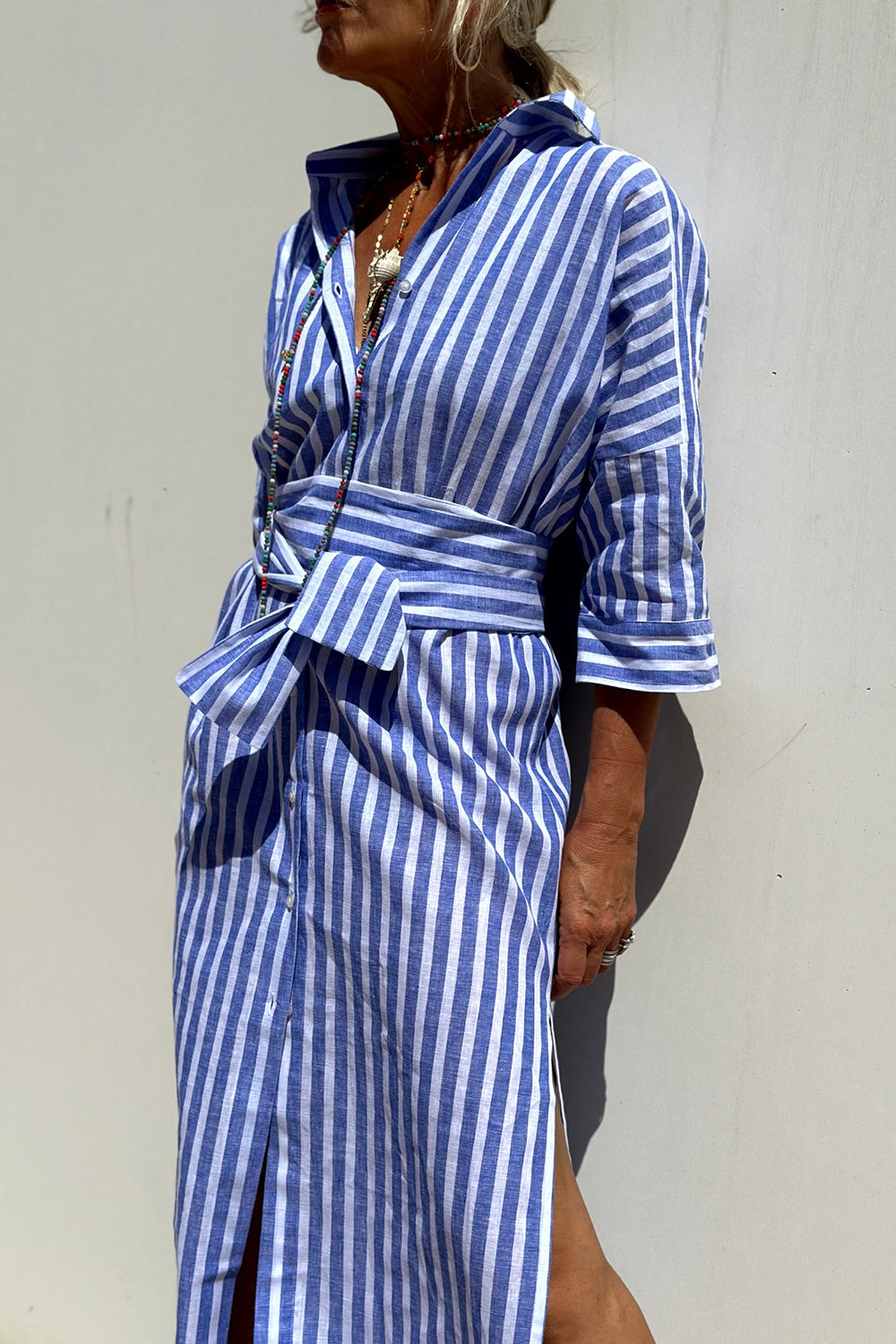 Blush & Bay™ | Elegant Striped Shirt Dress
