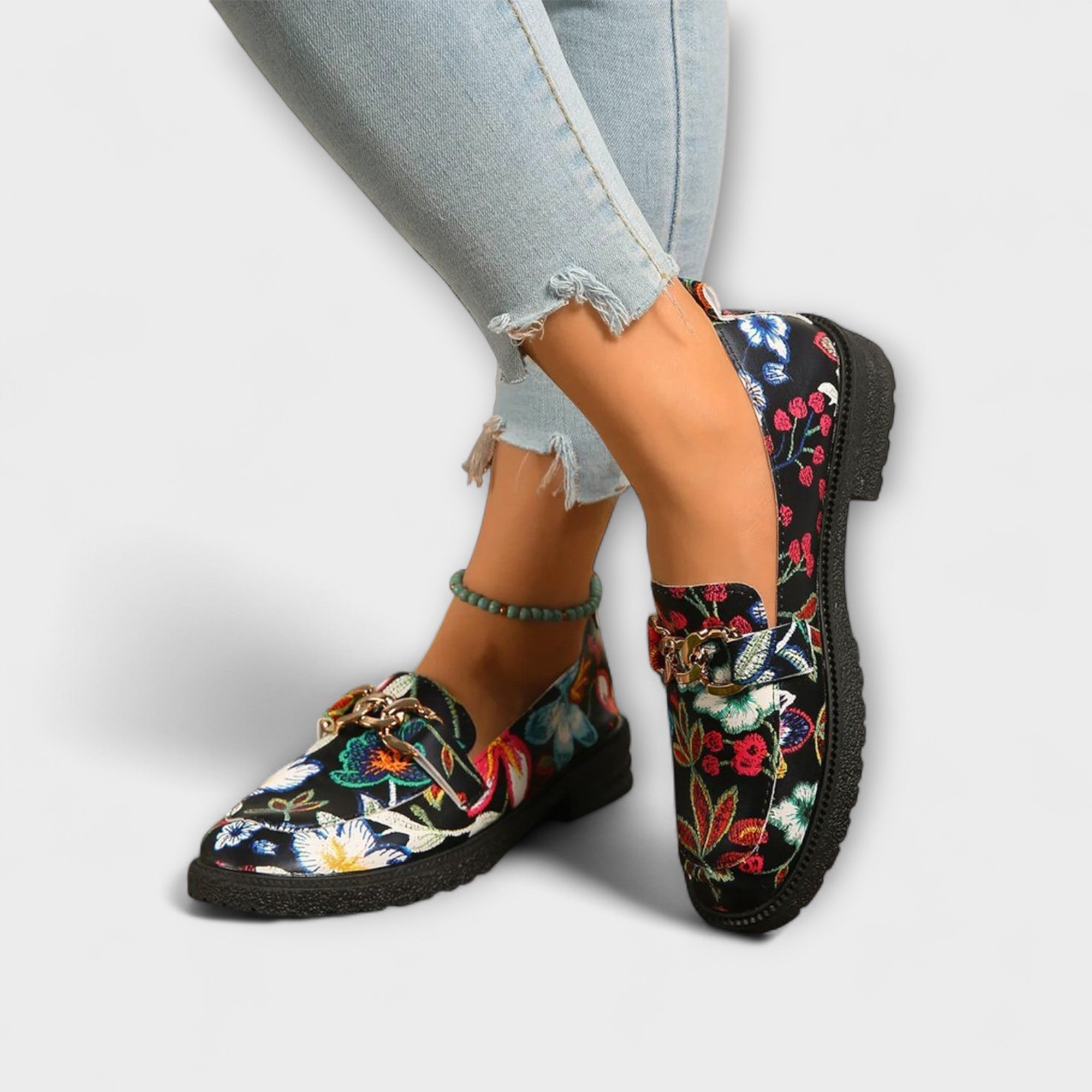 Orla – Floral Patterned Multicolored Loafers