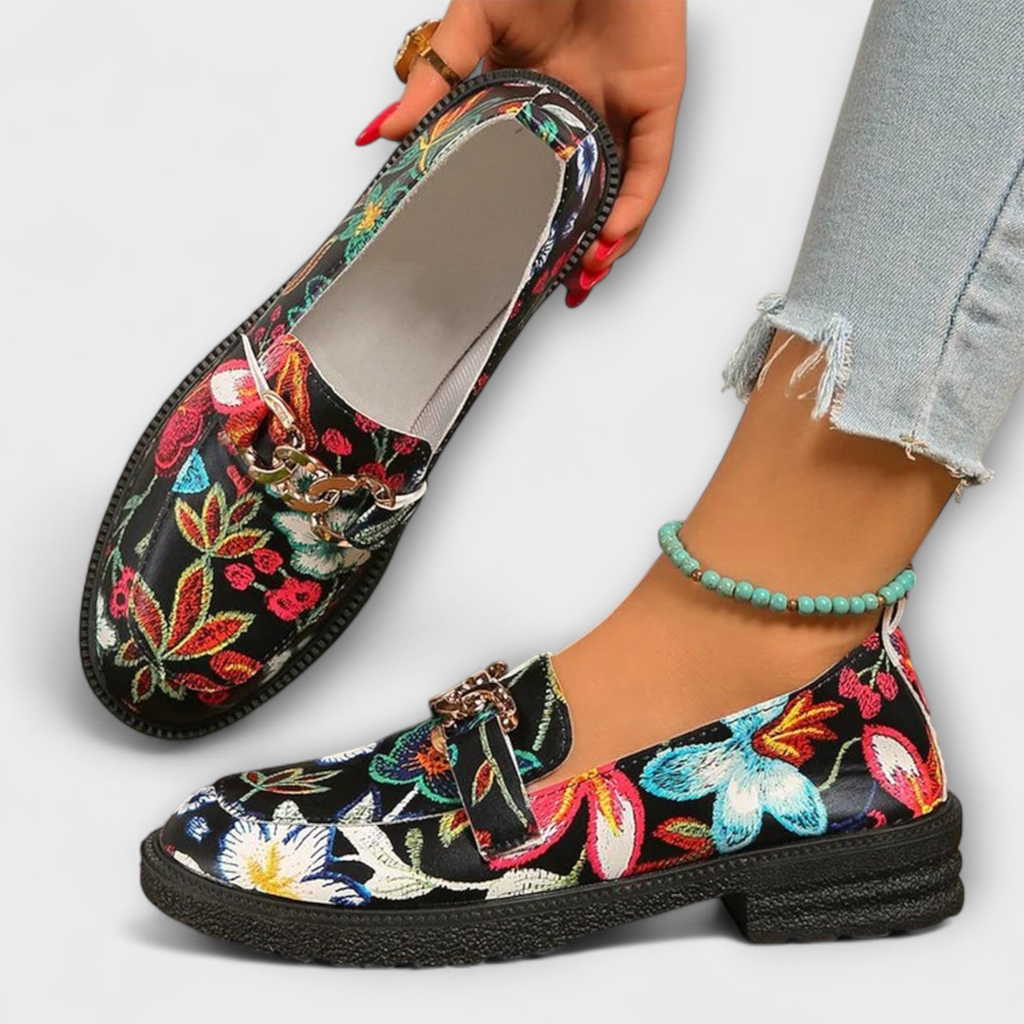 Orla – Floral Patterned Multicolored Loafers
