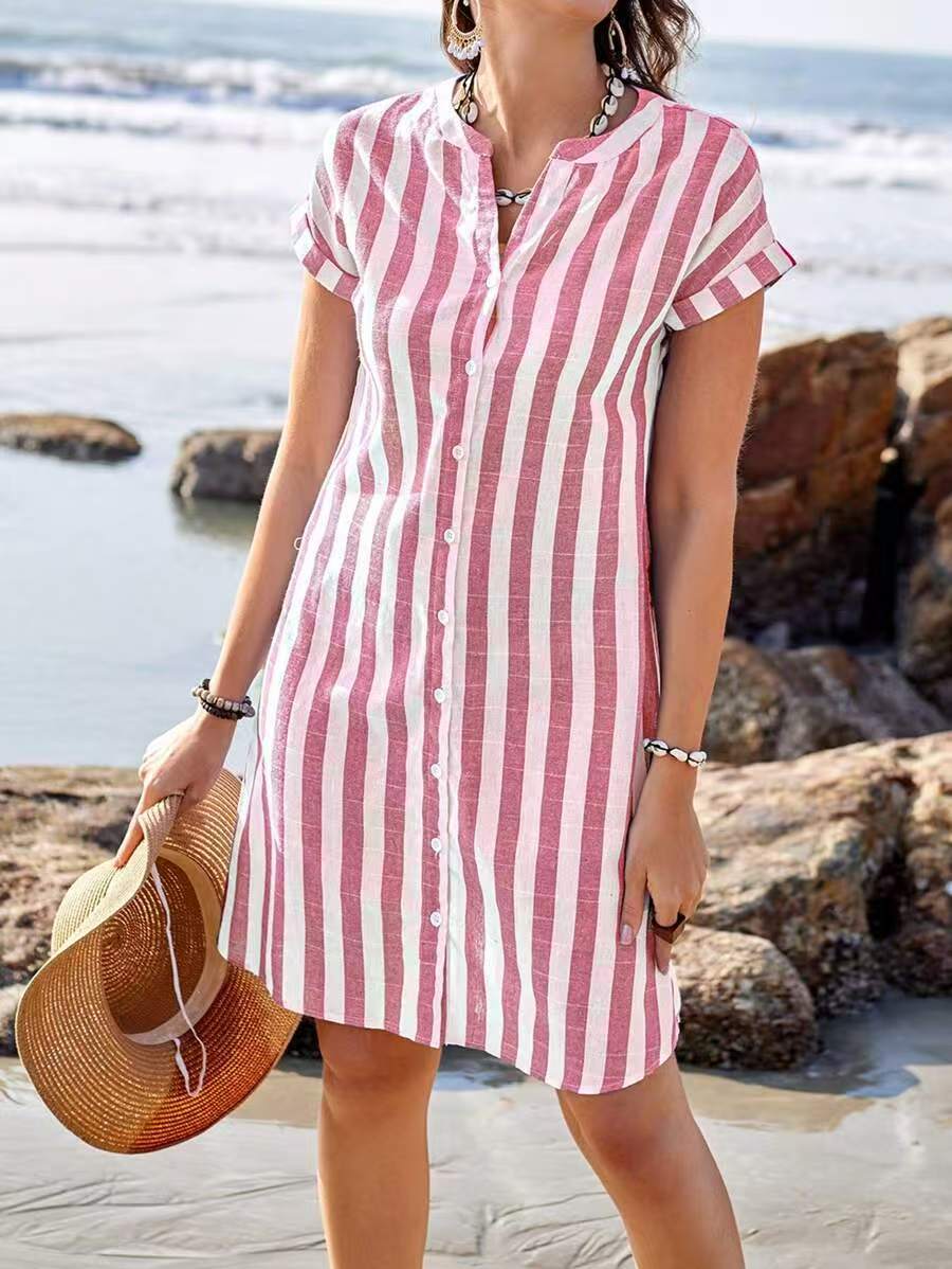 Martina™ | Elegant Striped Shirt Dress