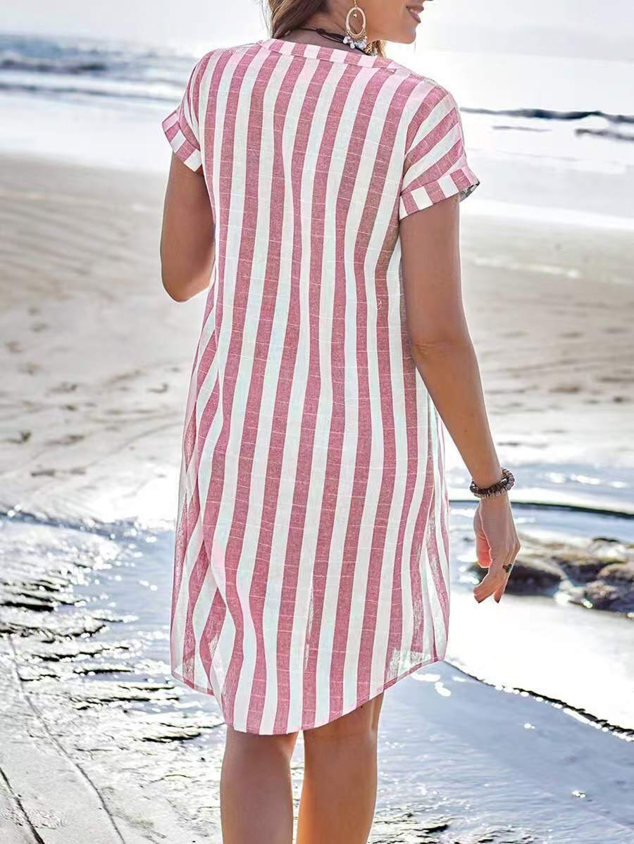 Martina™ | Elegant Striped Shirt Dress