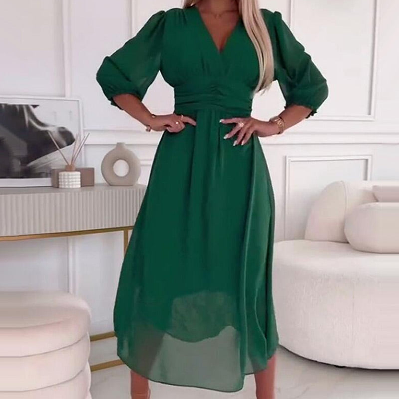 Blush & Bay™ | Chiffon V-Neck Dress