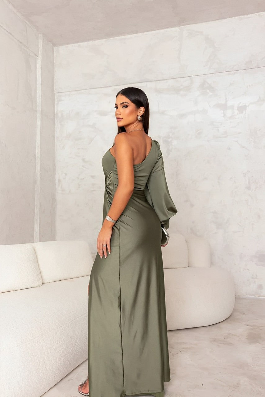 Blush & Bay™ | One-Shoulder Satin Evening Dress