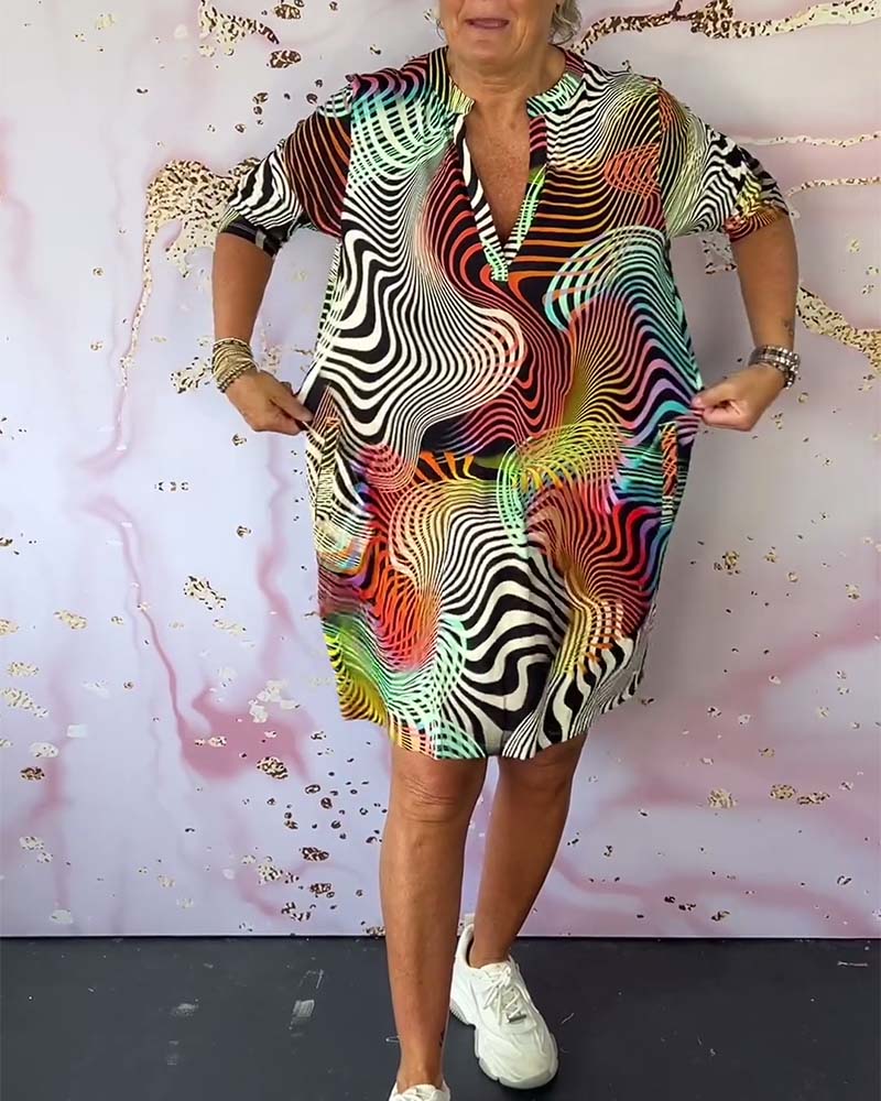 Blush & Bay™ | Colourful V-Neck Dress