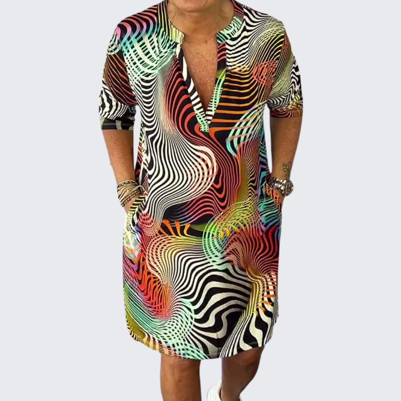 Blush & Bay™ | Colourful V-Neck Dress