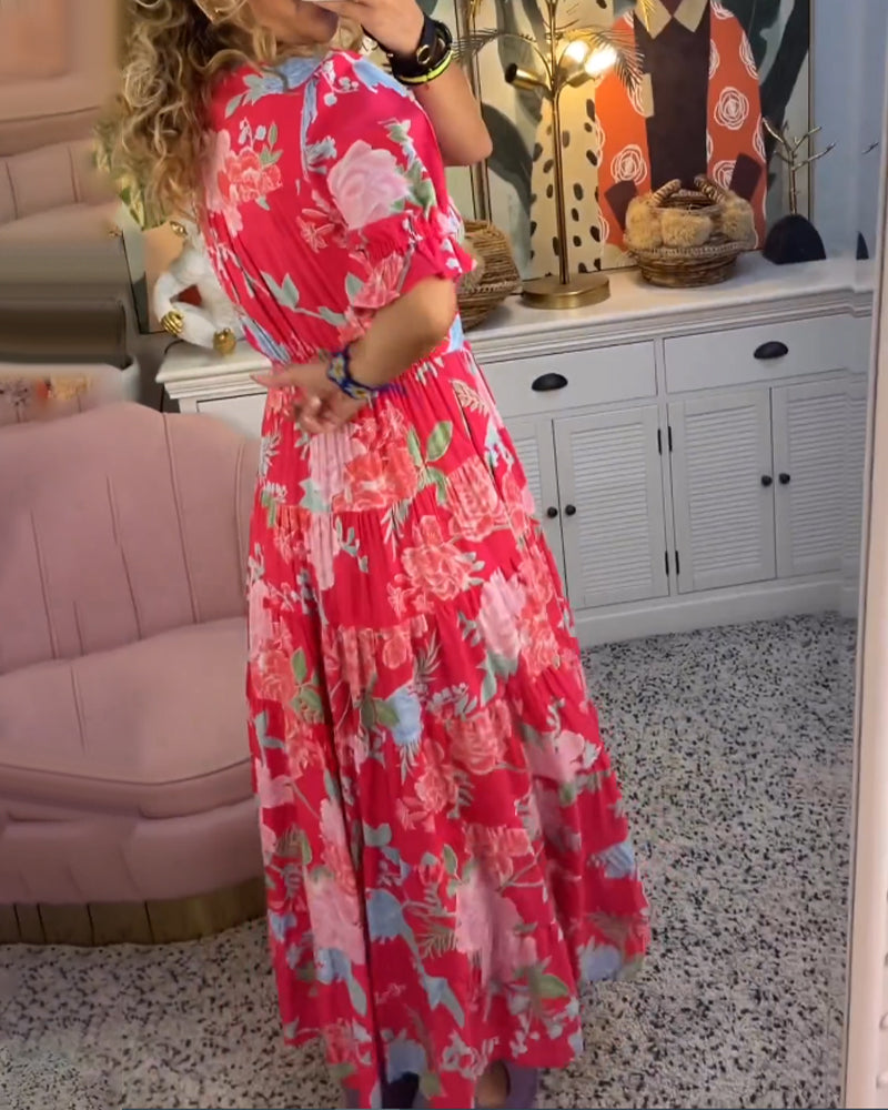 Blush & Bay™ | V-Neck Dress with Floral Print and Pockets