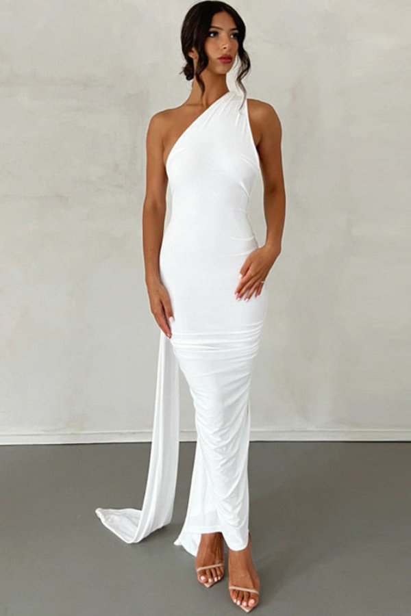 Blush & Bay™ | Oblique Shoulder Maxi Dress