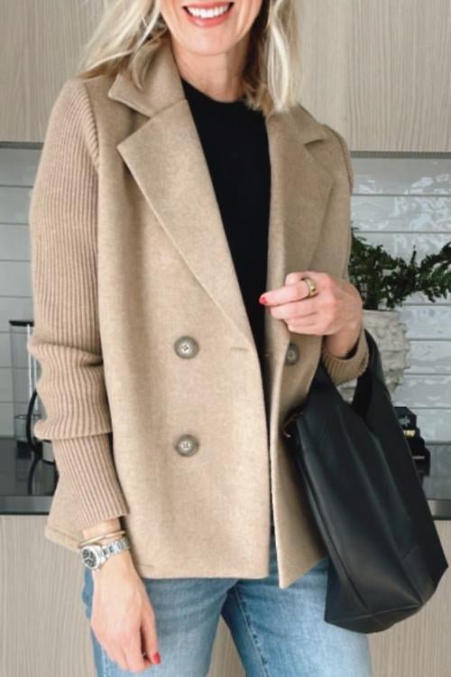 Amora - Elegant Blazer with Knitted Sleeves