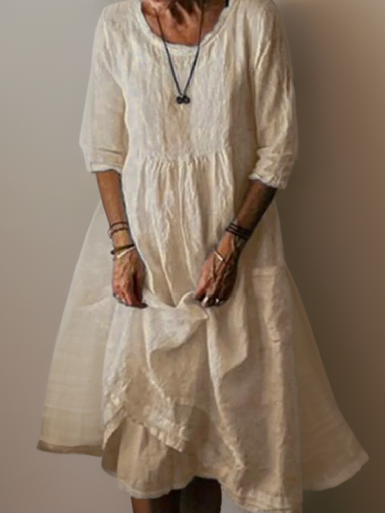Blush & Bay™ | Flowing Maxi Dress with Relaxed Round Neckline