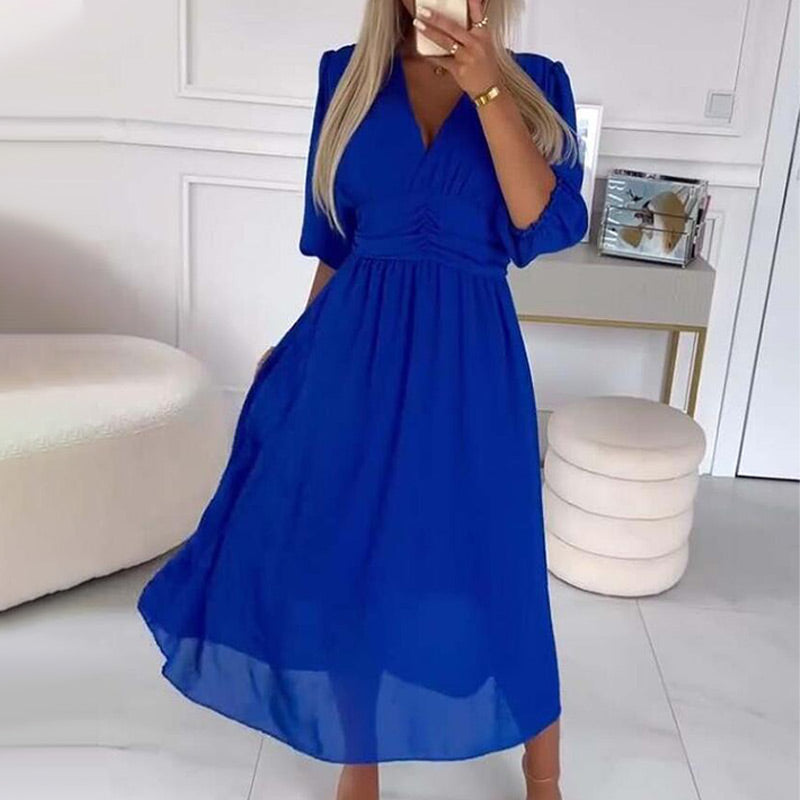 Blush & Bay™ | Chiffon V-Neck Dress