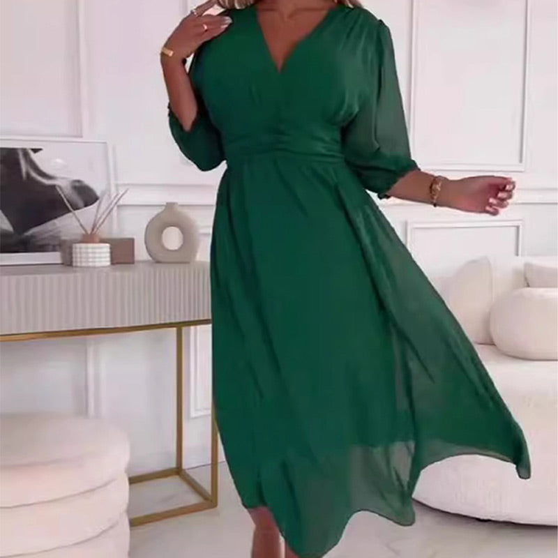 Blush & Bay™ | Chiffon V-Neck Dress